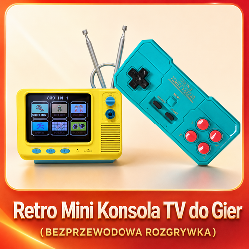 RetroBox™ Mini Konsola — 168 Klasycznych Gier, Graj w Podróży i na TV!