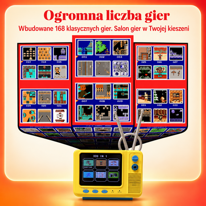 RetroBox™ Mini Konsola — 168 Klasycznych Gier, Graj w Podróży i na TV!