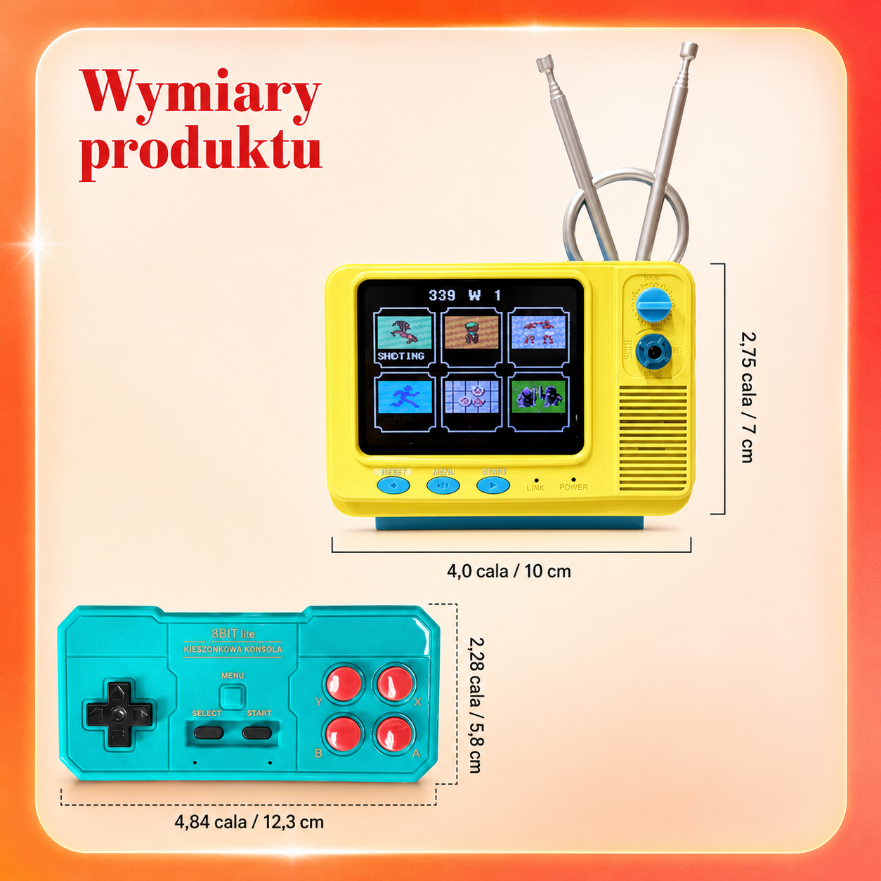RetroBox™ Mini Konsola — 168 Klasycznych Gier, Graj w Podróży i na TV!